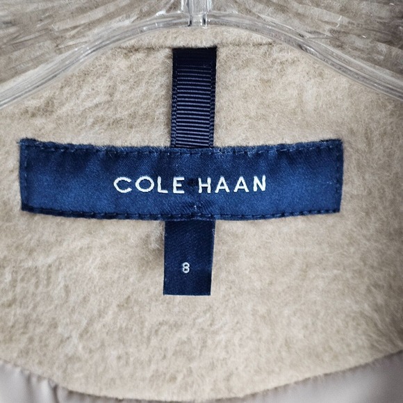 COLE HAAN Alpaca Wool Snap Button Wrap Look Coat Size 8 - Picture 5 of 8